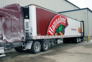 The 53-foot refrigerated trailer donated by Hannaford.