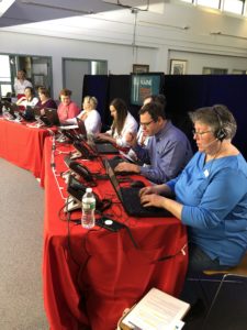 Volunteers on running the phones at the Feed Maine telethon.