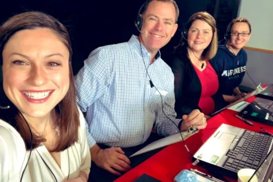 Jessica Gagne, Jim Darroch, and Erin Fogg volunteer in the phone bank at the NEWS CENTER Maine Telethon in May 2019.