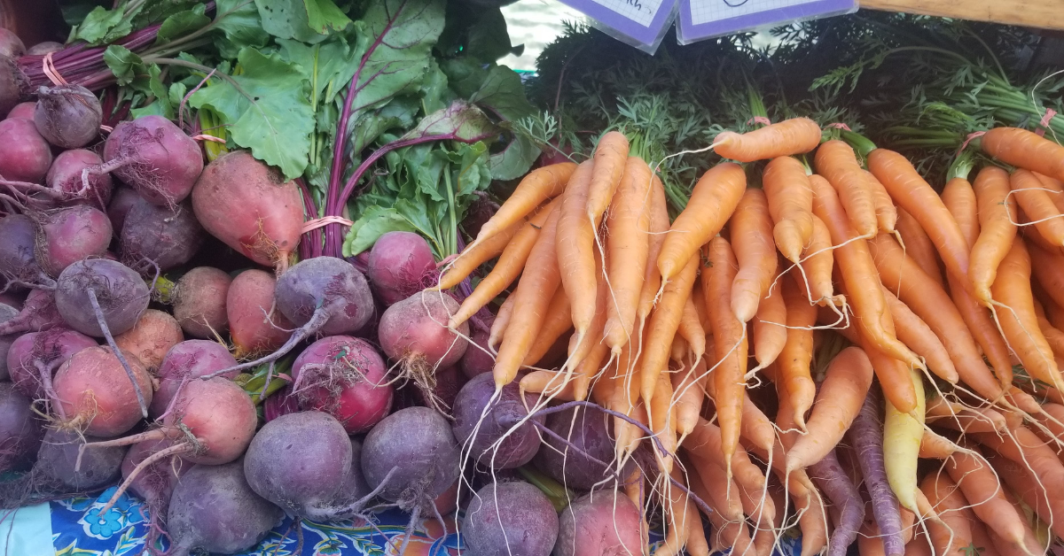 Beets and Carrots at a Farmers Market