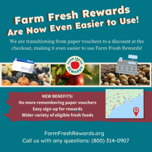 Farm Fresh Rewards are now even easier to use! Vouchers will be discontinued at the end of March. Be sure to spend what you've earned before April 1, when the program turns digital.