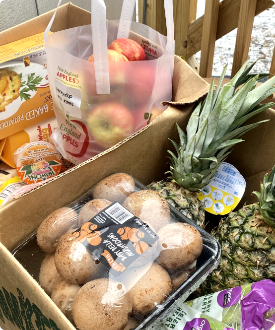 Boxes with fresh food