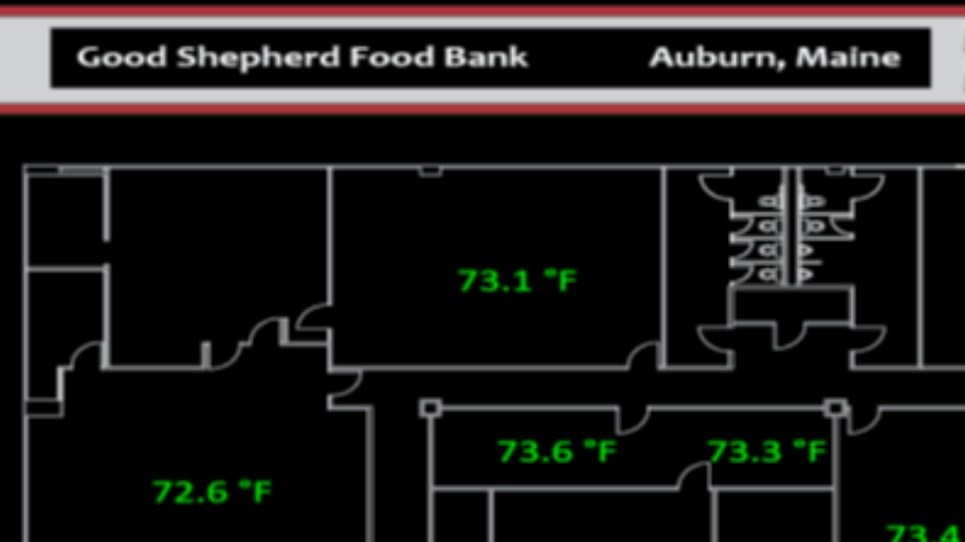 Image of black and green blueprint of Good Shepherd Food Bank's building controls