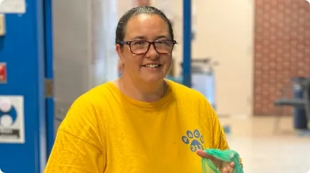 Cheryl, pictured during a visit to Youth Full Maine where she can access food for her family.